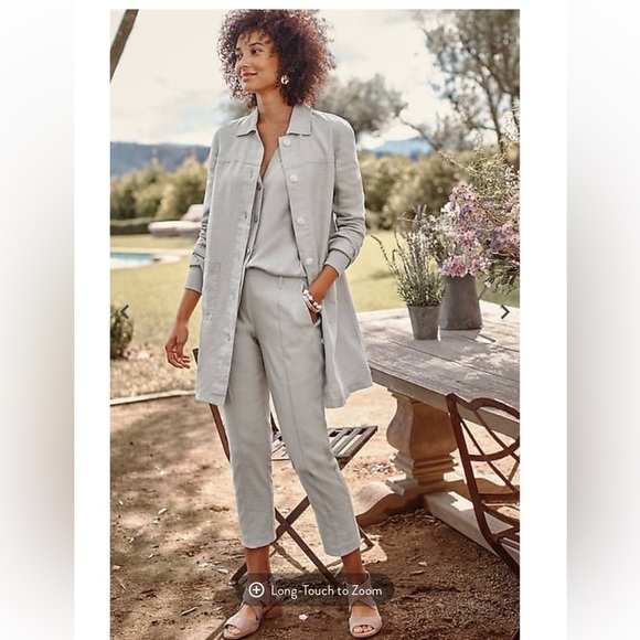 J. Jill Pants - J. Jill Pintucked Linen-Stretch Slim-Leg Pants Gray Size Medium